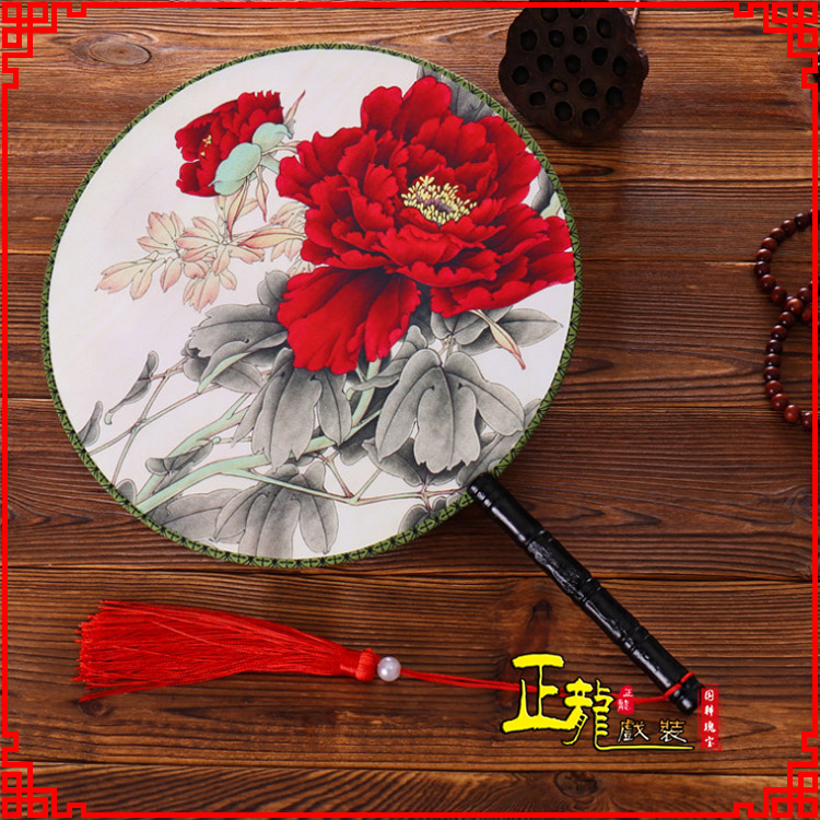 洪洞古典中国风团扇空白扇跳舞蹈扇 真丝宫扇