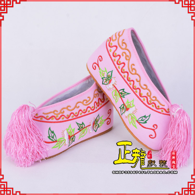 洪洞花旦鞋女绣花彩鞋 舒适款草花内高彩鞋