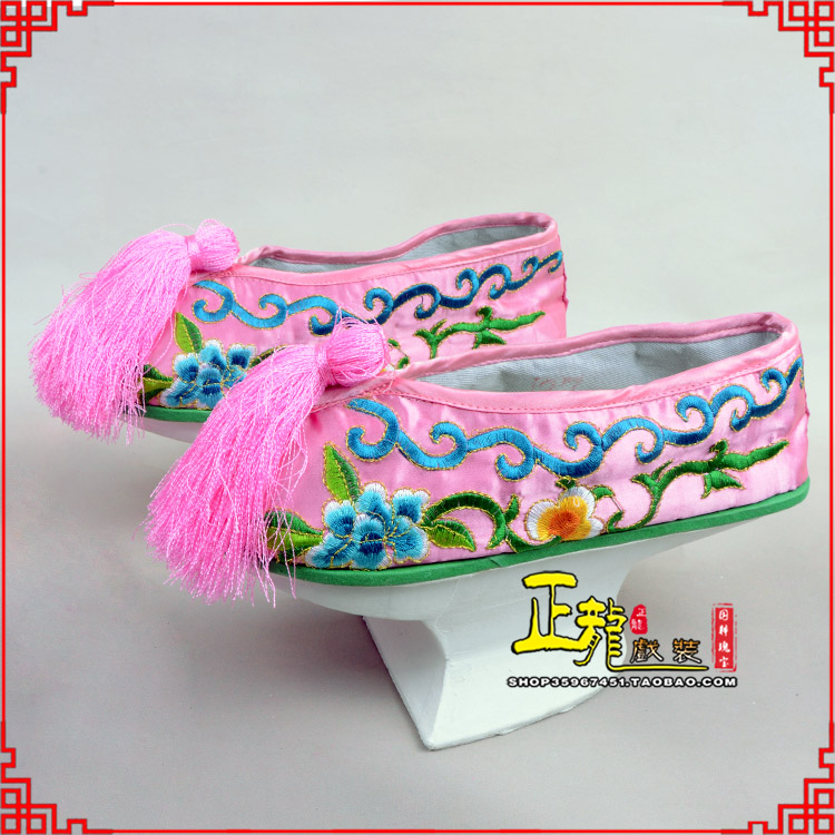 洪洞京越剧戏鞋花盆底清朝皇后贵妃宫女花盆底 旗鞋